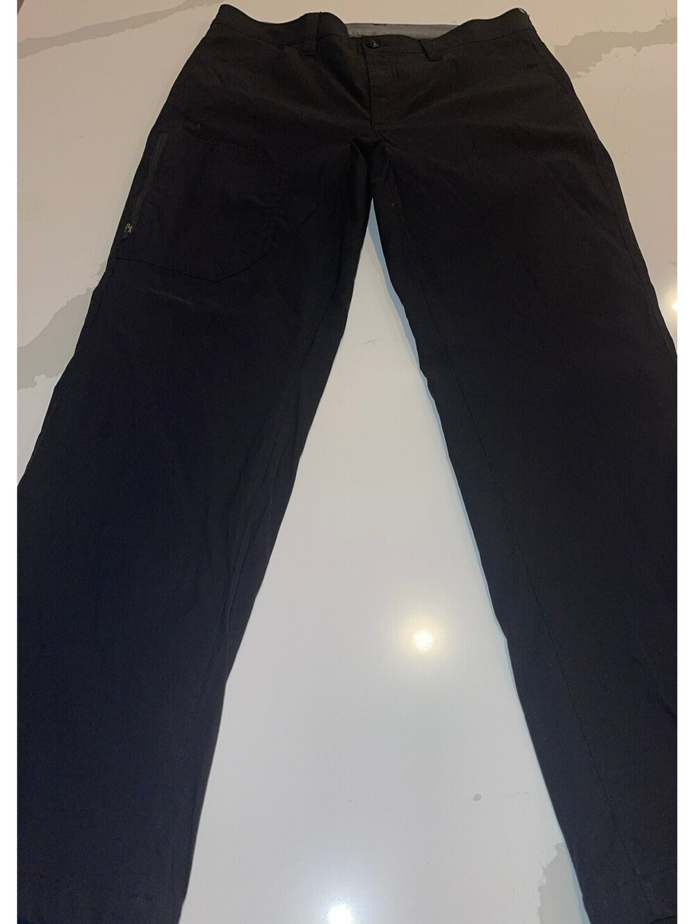DESIGNER EDDIE BAUER THERMAL LINED NYLON BLEND STRETCH WAIST BLACK PANTS 34x30